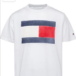 Tommy Hilfiger Boys' Big Short Sleeve Tommy Flag T-Shirt, White 1, XL